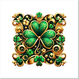 Green And Gold Shamrock Posters and Art